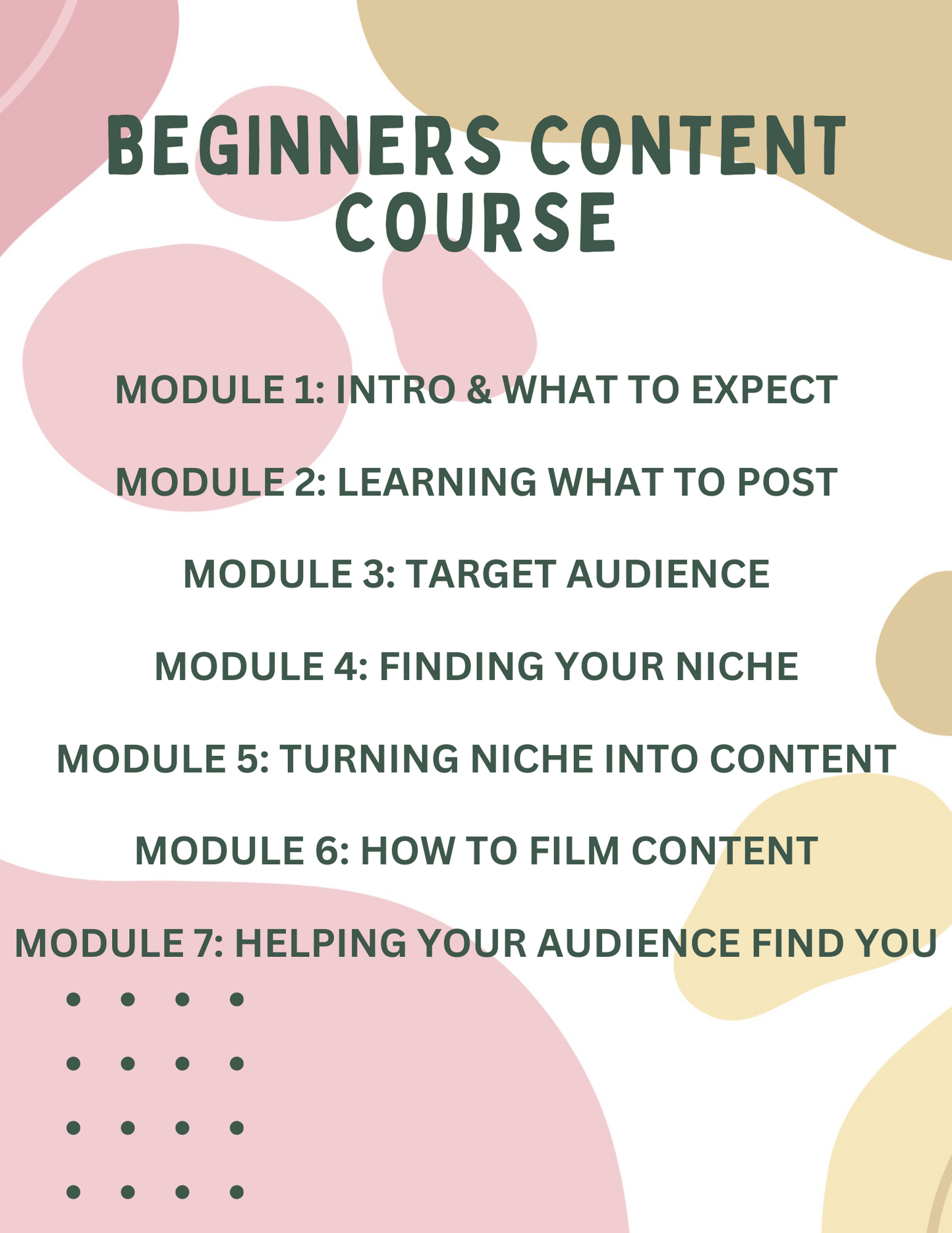 BEGINNERS CONTENT COURSE